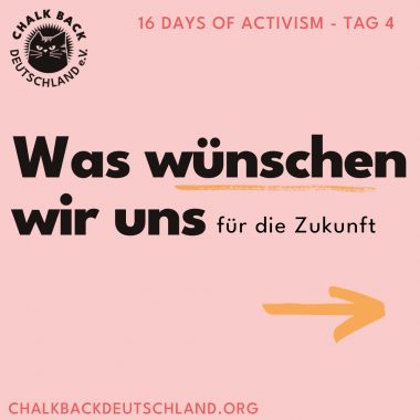 16 Days of Activism - Tag 4

Was wünschen wir uns für die Zukunft? 

